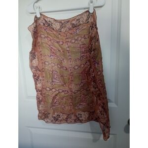 Vintage Hand Woven‎ 100% Silk Scarf India 25" Square Ethnic Animal Print